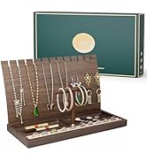 Teamkio Wooden Jewelry Organizer, Jewelry Display Stand Necklace Holder for 12 Necklaces, Earring...