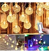 Minetom Crystal Globe String Lights Plug in - 33 ft 100 LED Globe Fairy String Lights with Remote...