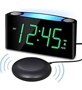 Extra Loud Vibrating Alarm Clock with Bed Shaker for Heavy Sleeper Deaf Hard of Hearing, Large LE...