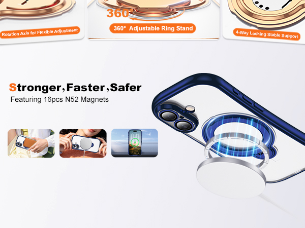 Clear Phone Case with 360° Rotatable Magnetic Stand