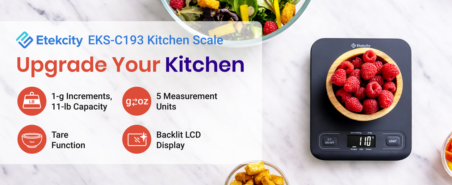 Etekcity EKS-C193 black kitchen scale, upgrades your kitchen!
