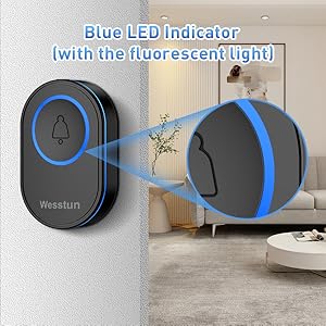 blue led indicator on the wall