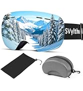 SVylthorix Silver Ski Goggles with Storage Pouch &amp; Case - Snowboard Goggles for Men Women Youth, ...