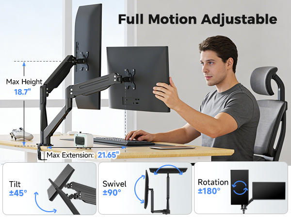 dual arm monitor mount