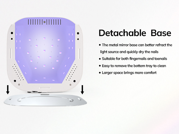 uv nail lamp with datchable bottom tray, easy to clean