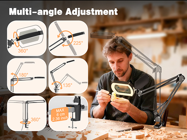 Magnifying Glass with Light and Clamp