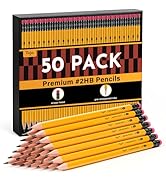 Taja 50 Pack Wood-Cased #2 HB Pencils, Bulk Pre-Sharpened Pencils with Top Erasers, Perfect for S...