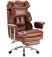 Sweetcrispy Executive Home Office Desk Chair - Ergonomic Big Tall High Back with Footrest &amp; Lumba...
