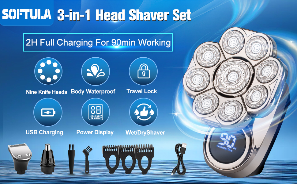 Softula Upgraded 9D Floating Head Shaver Set