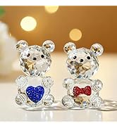 H&amp;D HYALINE &amp; DORA 2pcs Crystal Baby Bear Figurine Collection Animal Paperweight Table Centerpiece