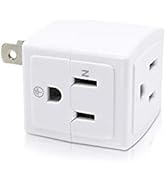 SYCON Adapter Outlet Extender, 2-Prong to 3-Prong Mini Wall Plug, Multi Outlet Splitter with 3 Ou...