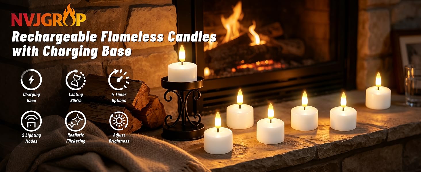 Rechargeable Flameless Candles with Charging Base