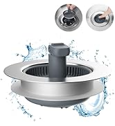 Hibbent 3 in 1 Kitchen Sink Drain Strainer and Stopper Combo, Chrome Stainless Steel Wraped Shell...