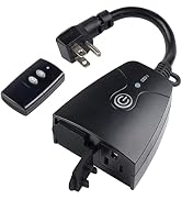 HBN Outdoor Indoor Wireless Remote Control Dual 3-Prong Outlet Weatherproof Heavy Duty 15 A Compa...