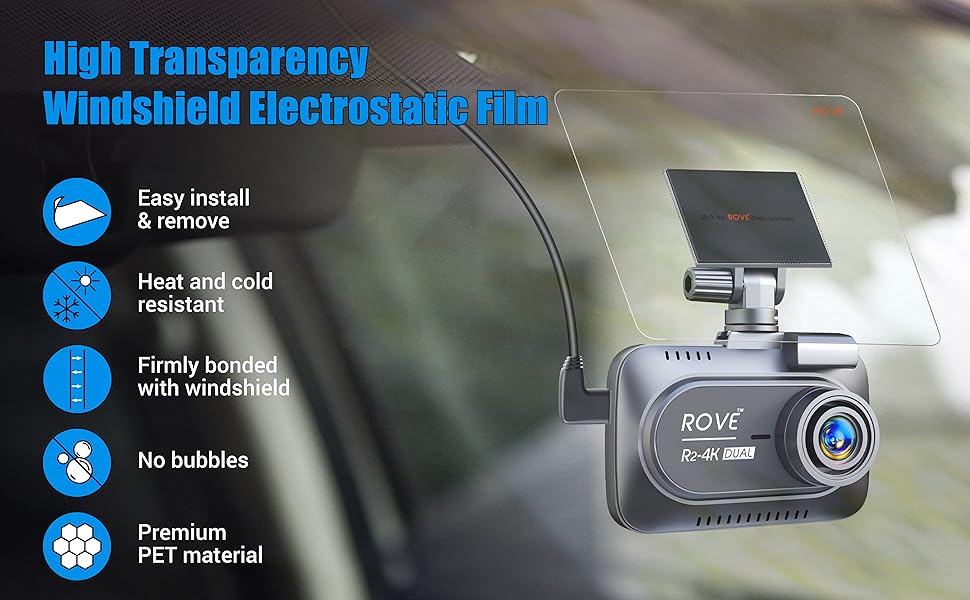 Electrostatic Film for Dash Cam, Dash Cam Sticky Mount Film, Static Cling Film for Dash Cam