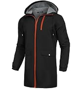 COOFANDY Men's Long Raincoat Ligtweight Rain Jacket Waterproof Outdoor Jackets with Hood