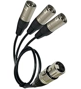 DIYTECH Balanced 2ft XLR Splitter Cable, XLR Splitter 1 Female to 3 Male Cable, XLR Y Cable, Micr...