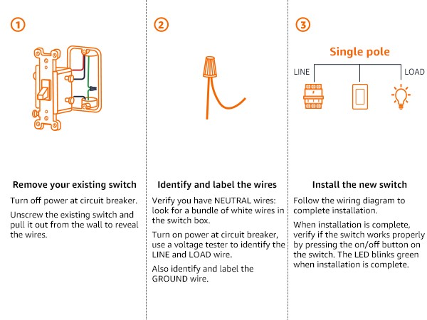 single pole switch installation