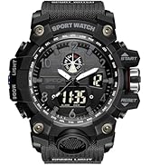 Gosasa Military Style Digital Analog Watch, Large Face 2.2", 50m Water Resistant, Dual Time Zone,...