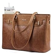 LOVEVOOK Laptop Tote Bag for Women Work, Teacher Tote Bag with Large Cup Holder, 15.6 Inch Waterp...