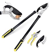 JARDINEER Garden Loppers Pruners Set, Include 30" Anvil Loppers for Tree Trimming Heavy Duty with...