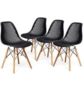 Giantex Set of 4 Modern Dining Chairs, Outdoor Indoor Shell PP Lounge Side Chairs with Mesh Desig...