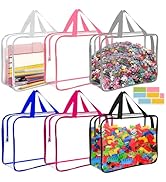 AOBOPLE 6 Pack Toy Storage Bags, Clear Zipper PVC Toy Organizer Bags with Labels for Travel Organ...