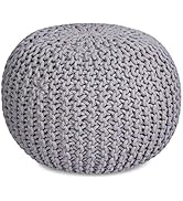 BIRDROCK HOME Round Floor Pouf Ottoman | Cotton Braided Foot Stool | Bedroom and Living Room Home...