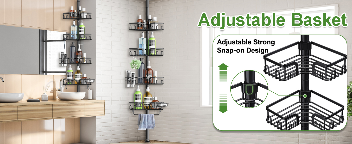 adjustable shower storage caddy