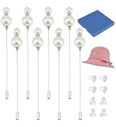 BENECREAT 8Pcs Hat Pin, White Pearl/Butterfly Vintage Safety Pins Brooches Pin Stick for Tie, Sca...