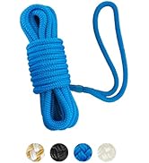 BLUEWING Double Braided Nylon Dock Lines with 12" Loop 25ft Boat Rope 3/8" 10mm Marine Docking Li...