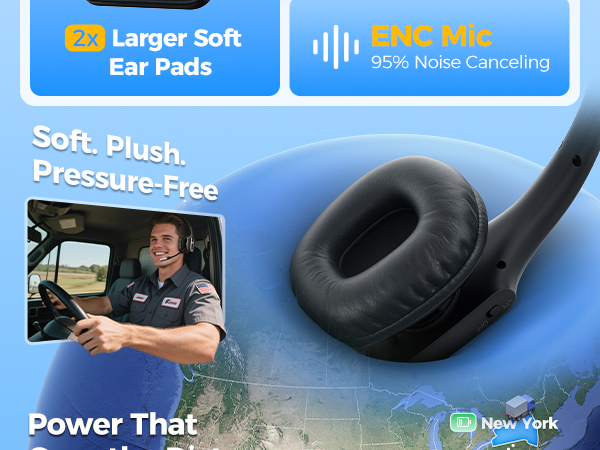 Lightweight Bluetooth Headset Microphone Trucker Headset Single-Ear Wireless Headphones