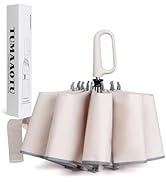 QWB TUMAAOTU Inverted Umbrella with Carabiner Handle, Wind Proof Umbrellas For Rain, 46 Inch Port...