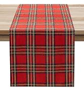 Softalker Christmas Checkered Tartan Table Runner - Red Buffalo Plaid Xmas Stain Resistant Washab...