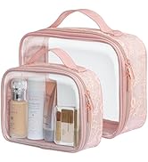 PACKISM TSA Approved Toiletry Bag 180° Large Opening Clear Makeup Bags in 2 Size Fits Various Sto...
