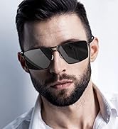 LUENX Square Aviator Polarized Sunglasses Men Retro Rectangular Shades with Spring Hinge - UV 400...
