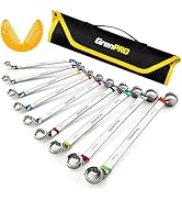 GRENPRO Wrench Set, Offset Wrench Set Metric and Standard, 10PC 6-23mm 75-Degree Large Wrench Kit...