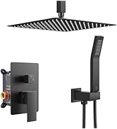 FORIOUS Rain Shower System, 10 Inch Shower Head System, Black Shower Faucet Set, Shower Heads wit...