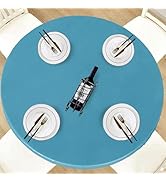 LUSHVIDA Round Waterproof Table Cover Elastic Vinyl Fitted Tablecloth Elastic Edged Plastic Table...