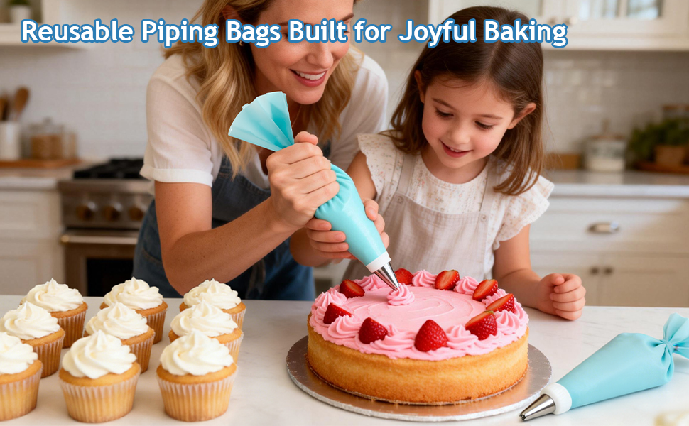 Reusable Piping Bags and Tips Set