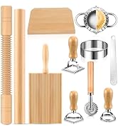 11 Pcs Pasta Making Tools Set Wooden Gnocchi Board and Ravioli Cutter, Wooden Rolling Pin, and Do...