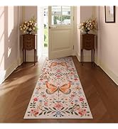 Lahome Butterfly Runners for Hallways, 2x6 Soft Washable Runner Rug Non Slip Low Pile Kitchen Run...