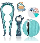 Jar Opener for Weak Hands, Seniors with Arthritis, 5 in 1 Multi Function Bottle Opener Lid Opener...