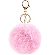 LUVI Artificial Faux Rabbit Fur Keychain Fluffy Plush Ball Pom Charm Key Chain Cute Car Key Decor...