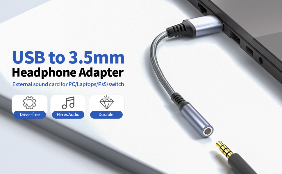USB to 3.5mm TRRS Female Headset
