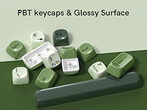Matcha Green PBT Keycap Set,Glossy Custom Keycaps Ceramic Style, Dye Sublimation MOA Profile