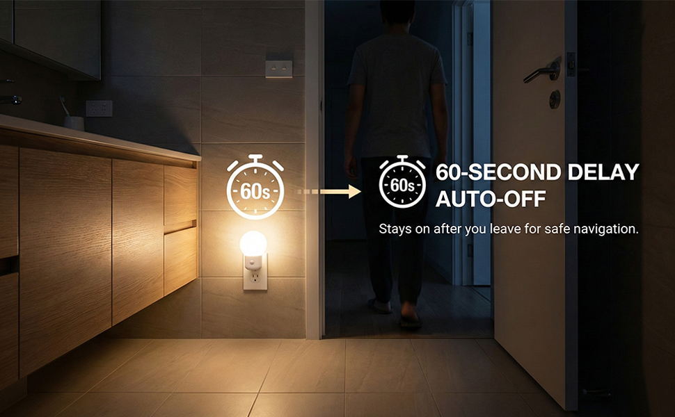 Automatically turns off 60 seconds after no motion is detected