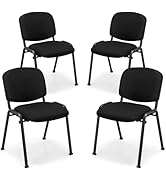 COSTWAY Waiting Room Chairs Set of 4, Stackable Conference Chairs with Upholstered Seat &amp; Back, E...