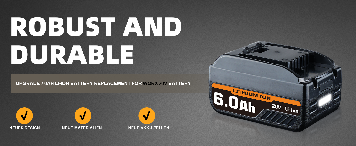 Replacement for Worx 20V Max Battery