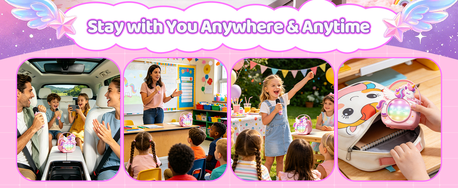 kids karaoke machine for kids microphone mini unicorn gifts for girls 4-6 gifts for 4 year old girl